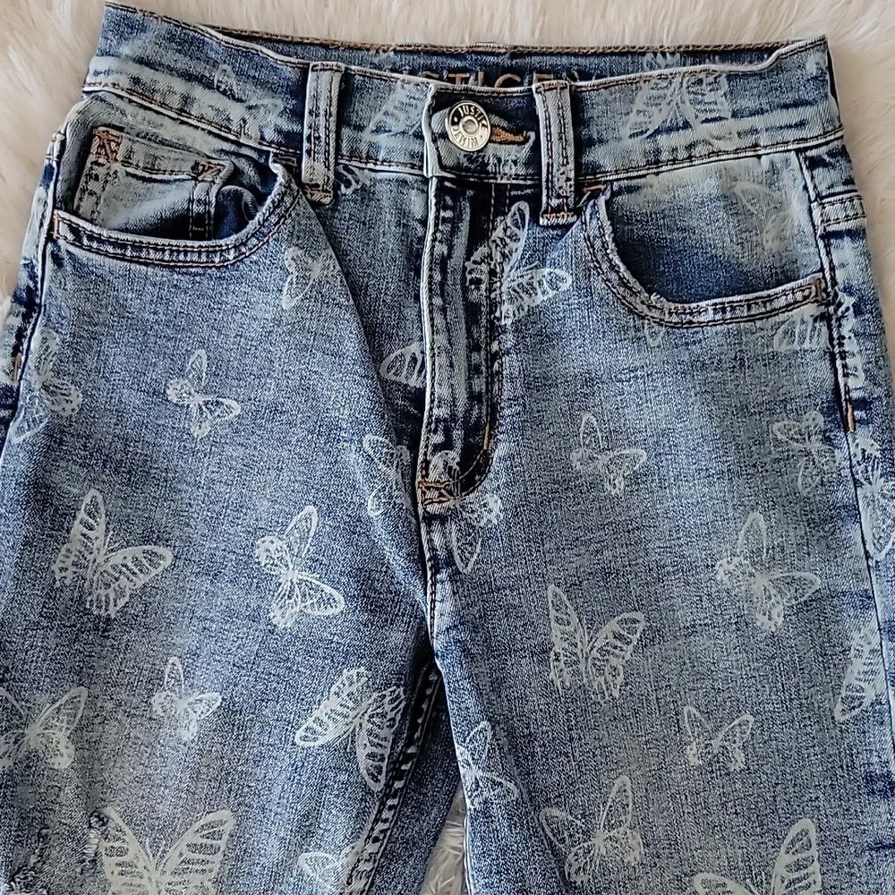 Justice Jeans Bundle 3 Pairs Girls Size 12 Slim Mini Mom Ombre Butterfly Tie Dye